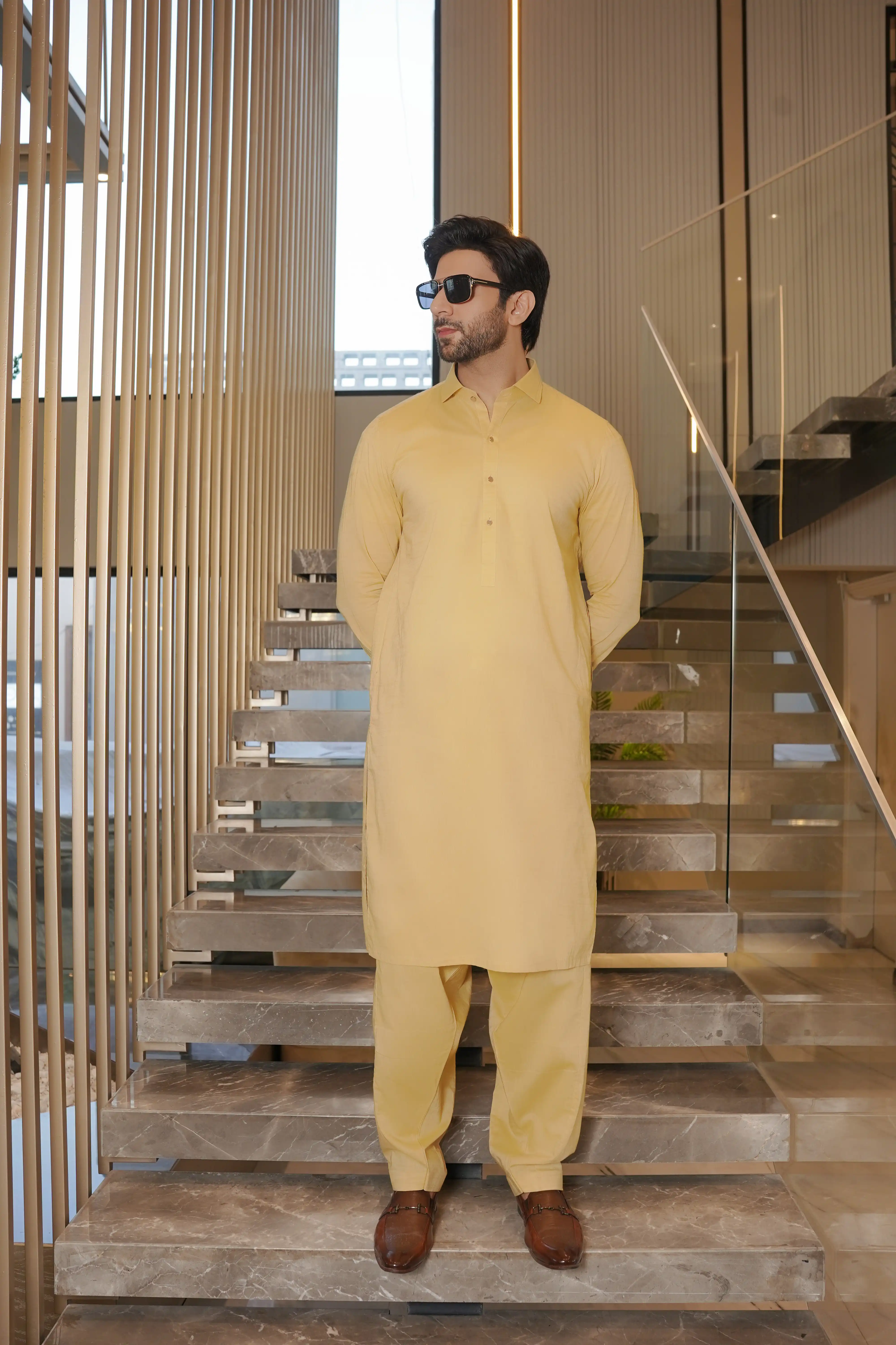 BEIGE BLENDED KAMEEZ SHALWAR