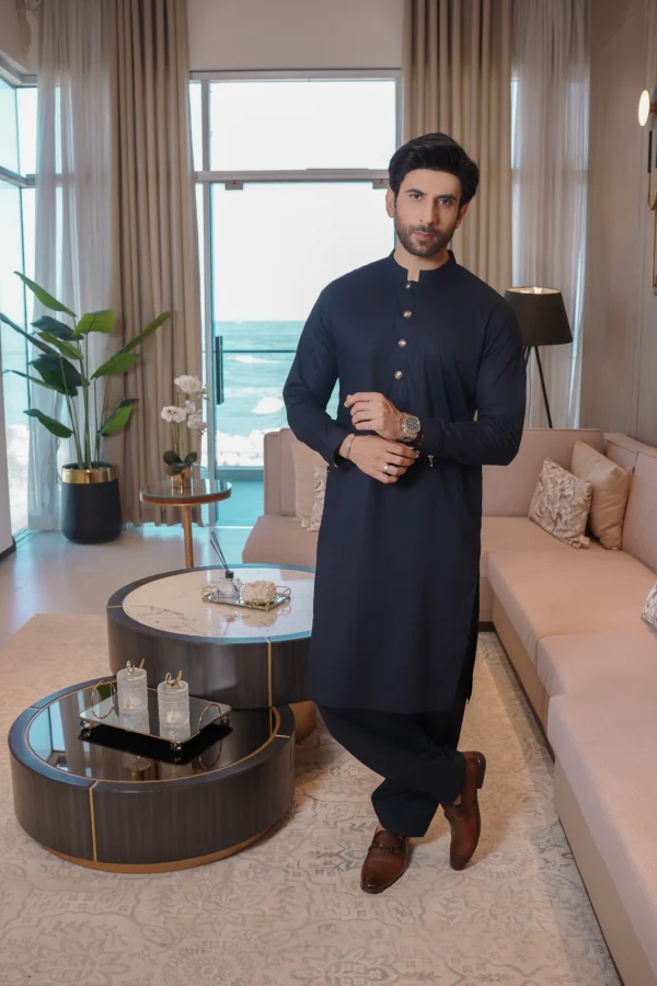 DESIGNER COLLECTION KAMEEZ SHALWAR 5 Navy Blue Kameez Shalwar For Men