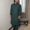 TEXTURED GREEN KAMEEZ SHALWAR 7 Green Kameez Shalwar For Men