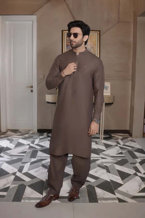 Brown Kameez Shalwar For Men