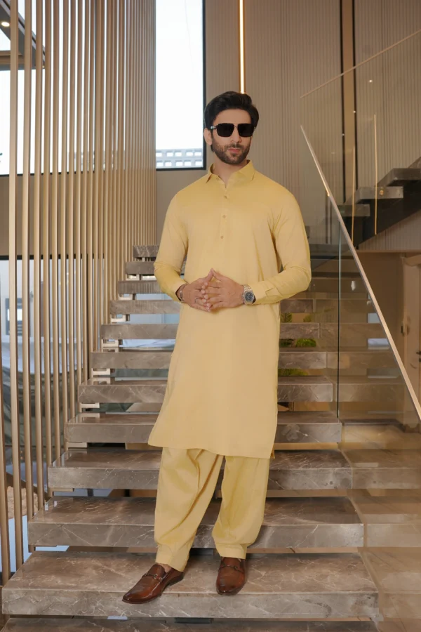 BEIGE BLENDED KAMEEZ SHALWAR 4 Beige Kameez Shalwar
