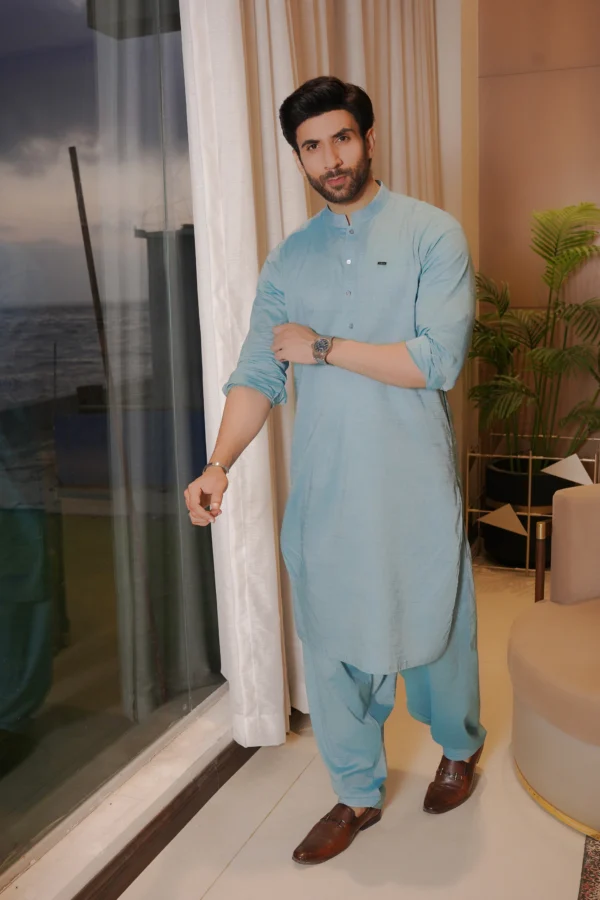 DESERT BLUE KAMEEZ SHALWAR 3 Blue Kameez Shalwar