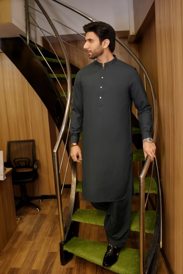 Dark Green Kameez Shalwar For Men