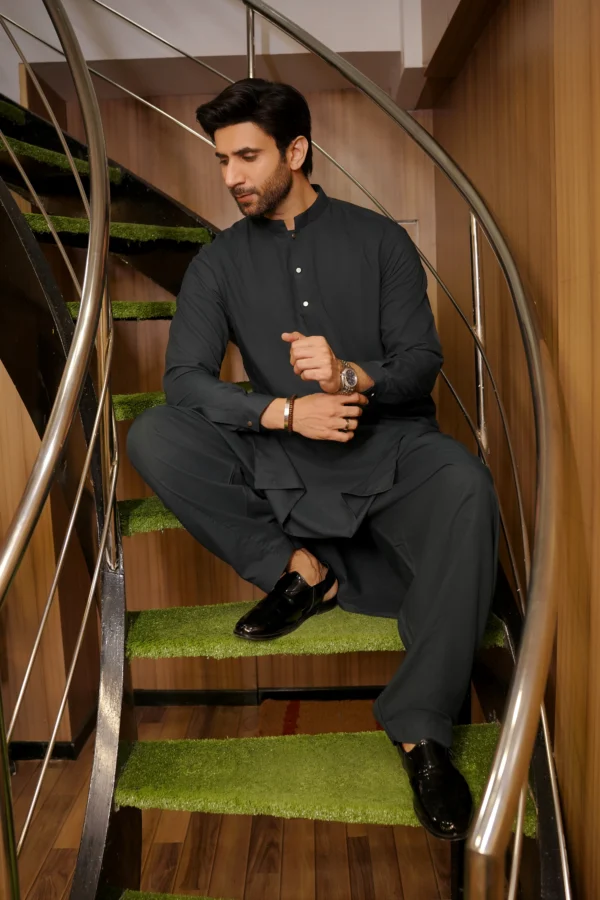Dark Green Kameez Shalwar For Men