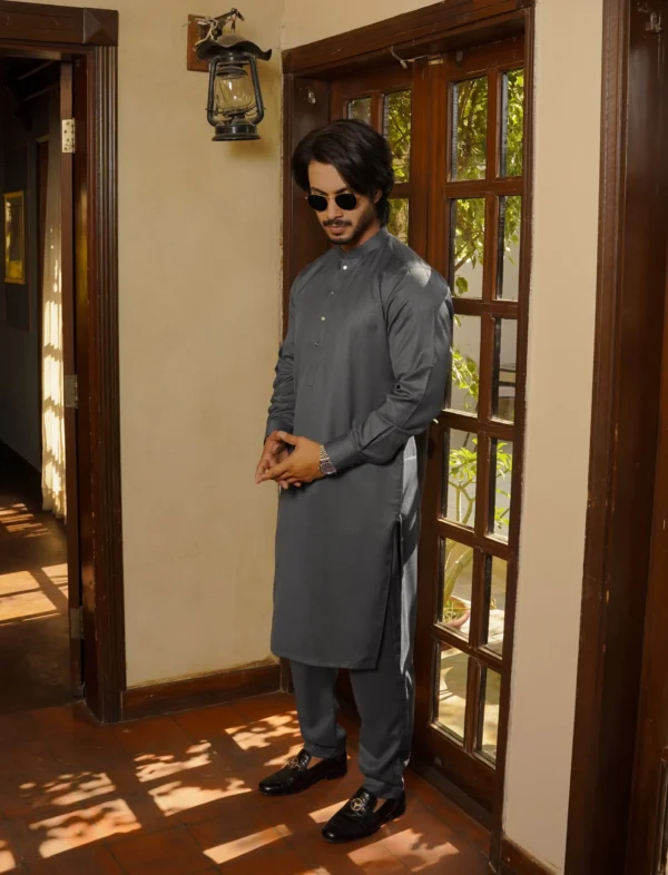 Gray Blended Kurta Pajama 3 Gray Kurta Pajama