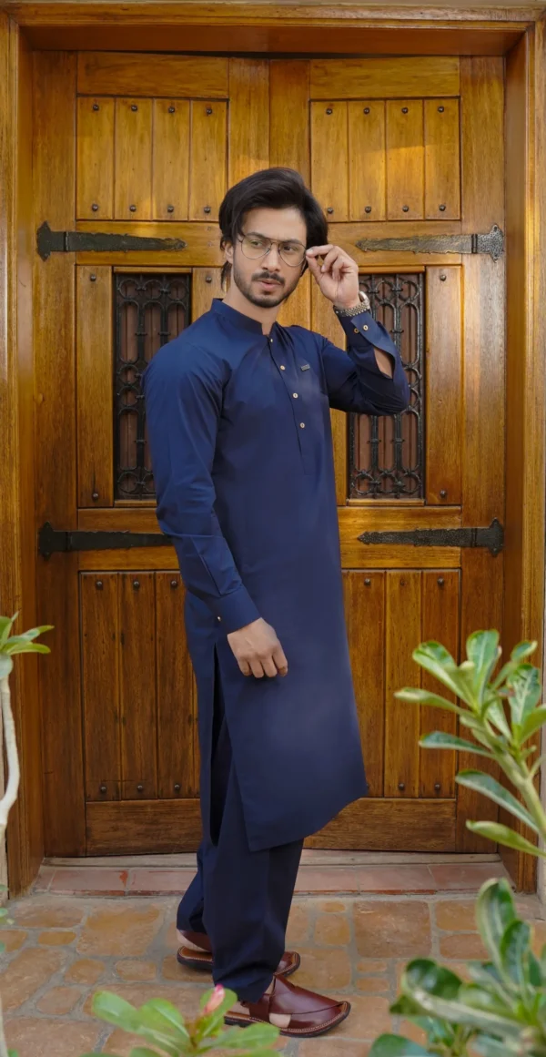 Navy Blue Kameez Shalwar For Men