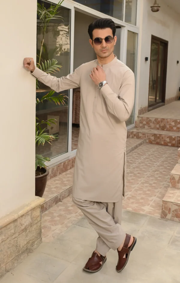 Ice Gray Kameez Shalwar For Men