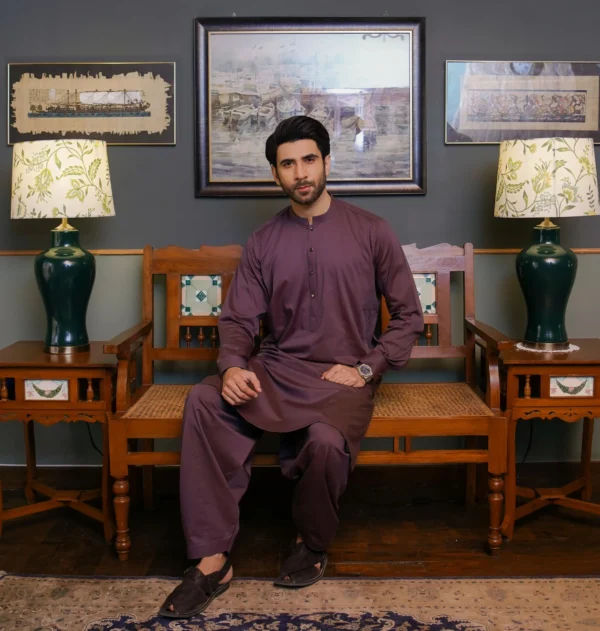 BROWN TEXTURED KAMEEZ SHALWAR 3 Brown Kameez Shalwar