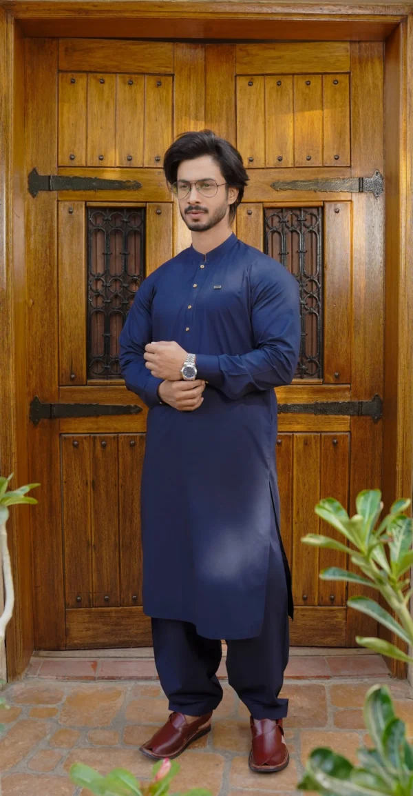 Navy Blue Kameez Shalwar 3 Navy Blue Kameez Shalwar For Men