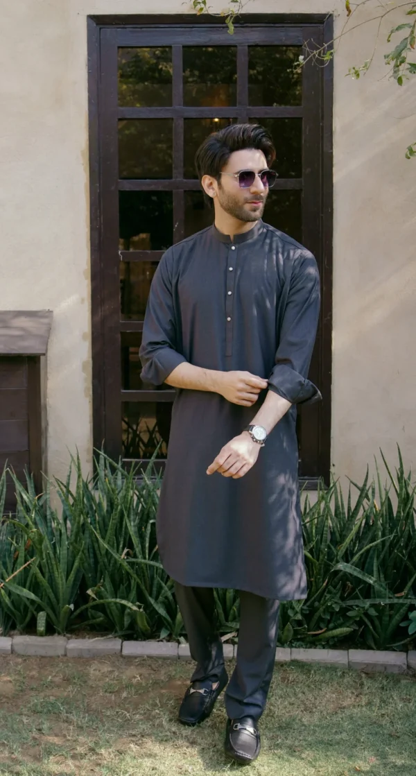 CHARCOAL GRAY KURTA PAJAMA 3 Charcoal Gray Kurta Pajama