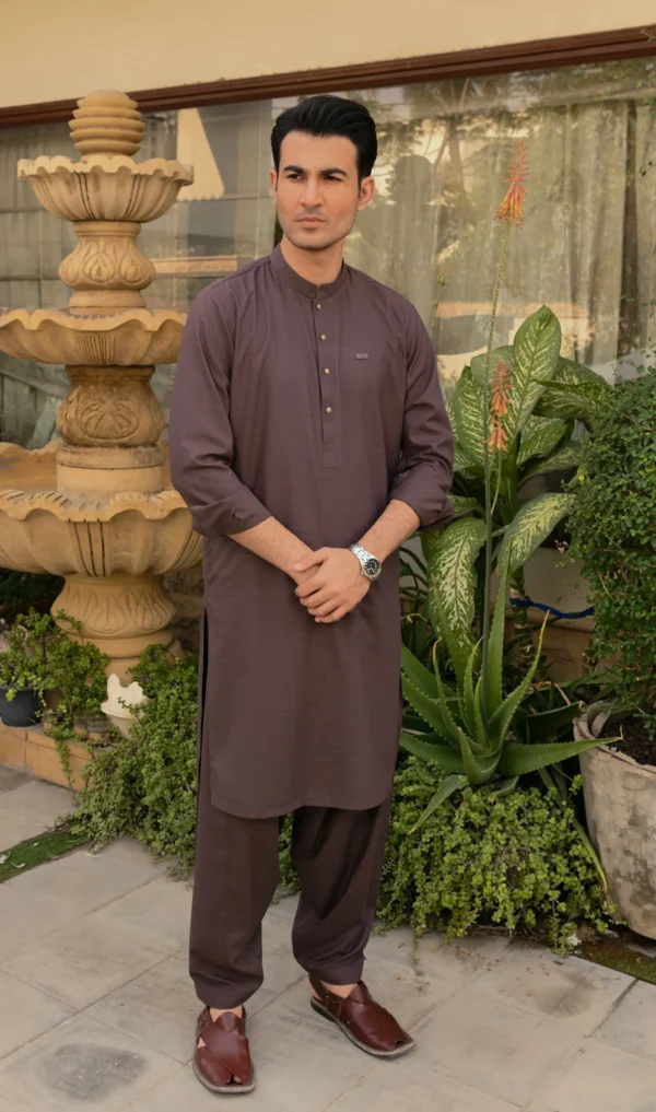 TWO-TONE RAISIN KAMEEZ SHALWAR 3 Purple Kameez Shalwar For Men