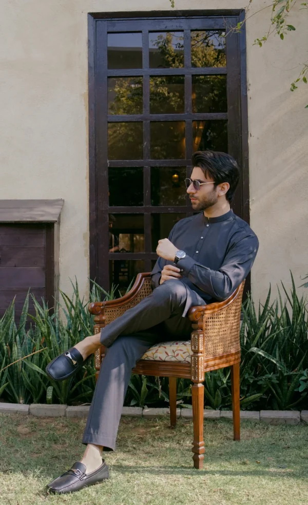 CHARCOAL GRAY KURTA PAJAMA 4 Charcoal Gray Kurta Pajama