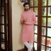 FLAMINGO PINK KURTA WITH WHITE PAJAMA 9 Pink Kurta Pajama