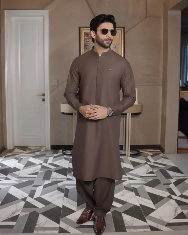 Brown Kameez Shalwar For Men