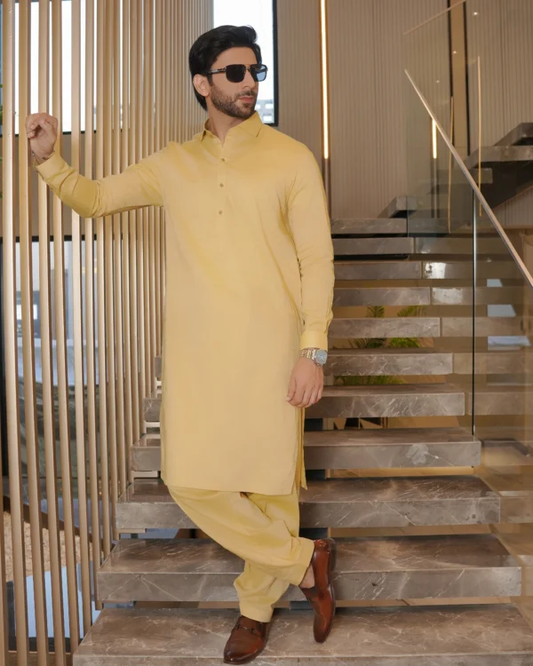 Beige Kameez Shalwar For Men