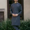 CHARCOAL GRAY KURTA PAJAMA 6 Charcoal Gray Kurta Pajama For Men