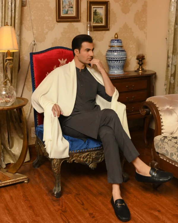 White White Shawl For Men